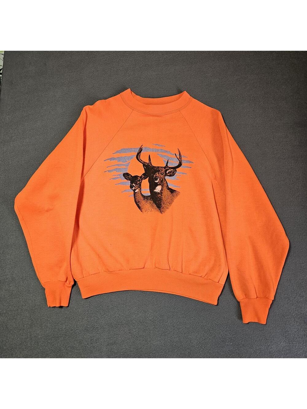 Winchester Large Orange Deer Graphic Crewneck Sweatshirt Vintage Hunting